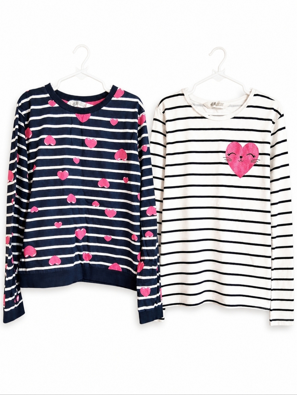 H&M | Girls 8-10Y | Long Sleeve Heart Stripe Tops Bundle